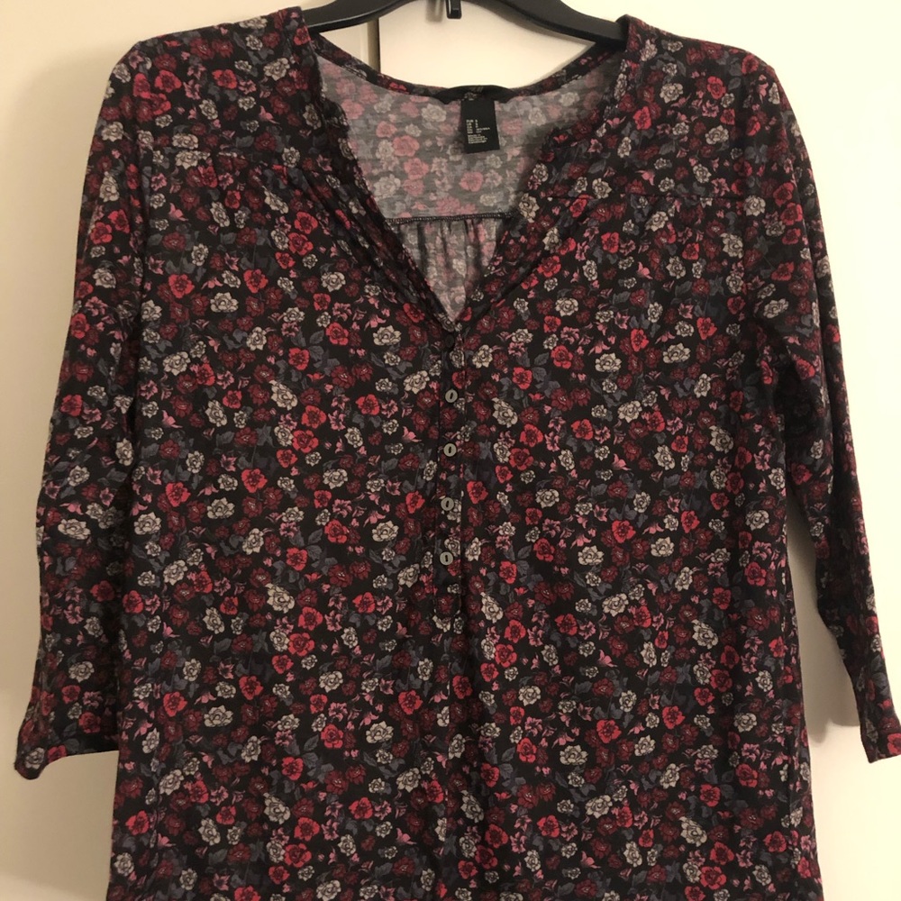 H&M Floral 3/4 Sleeve Blouse